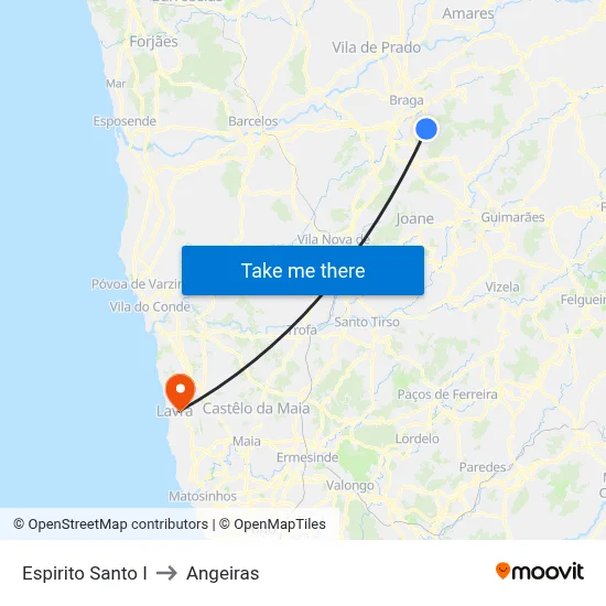 Espirito Santo I to Angeiras map