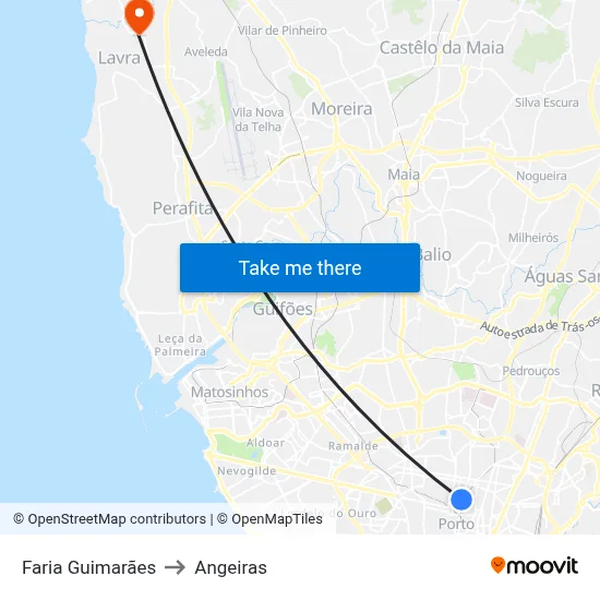 Faria Guimarães to Angeiras map
