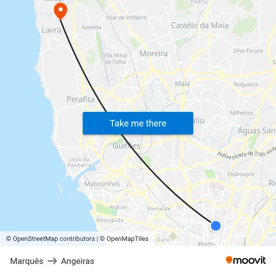 Marquês to Angeiras map
