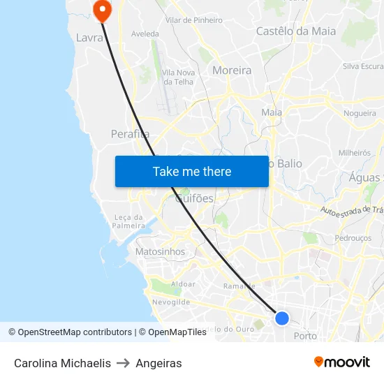 Carolina Michaelis to Angeiras map
