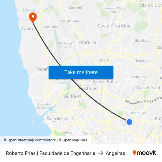 Roberto Frias | Faculdade de Engenharia to Angeiras map