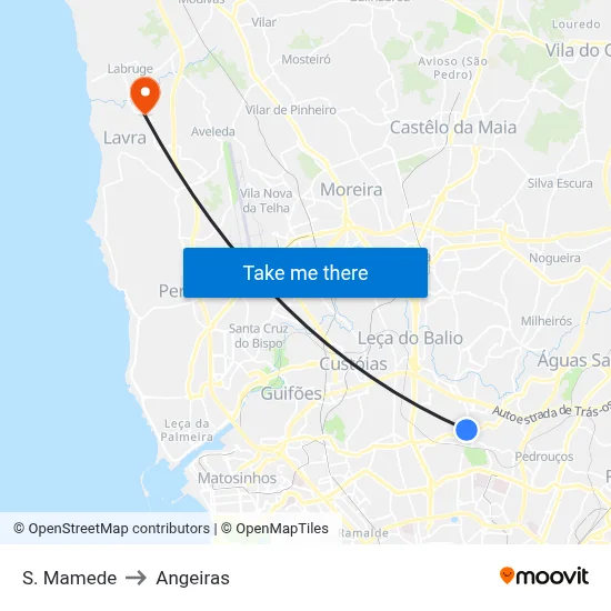 S. Mamede to Angeiras map