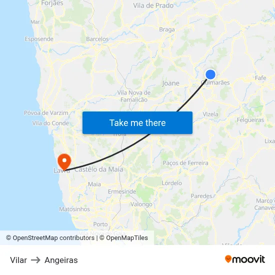 Vilar to Angeiras map