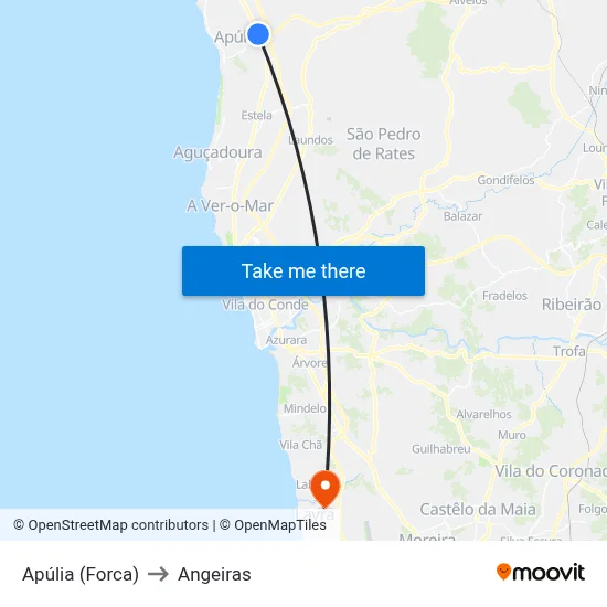 Apúlia (Forca) to Angeiras map