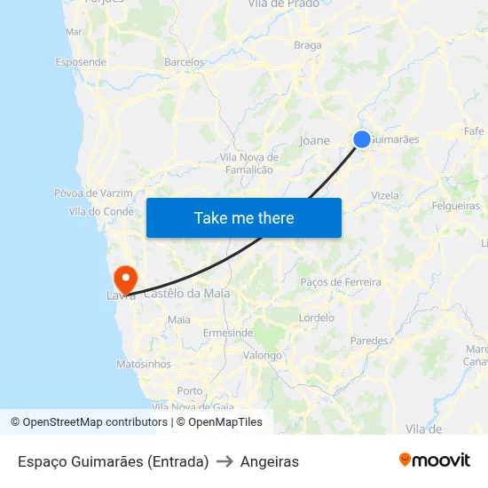 Espaço Guimarães (Entrada) to Angeiras map