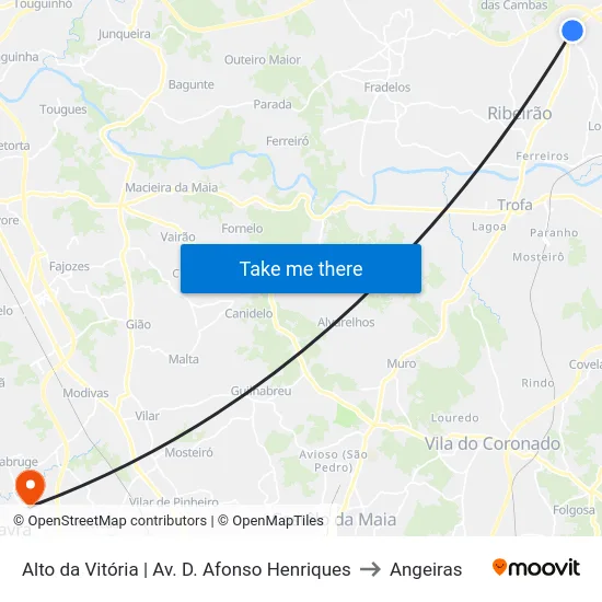 Alto da Vitória | Av. D. Afonso Henriques to Angeiras map