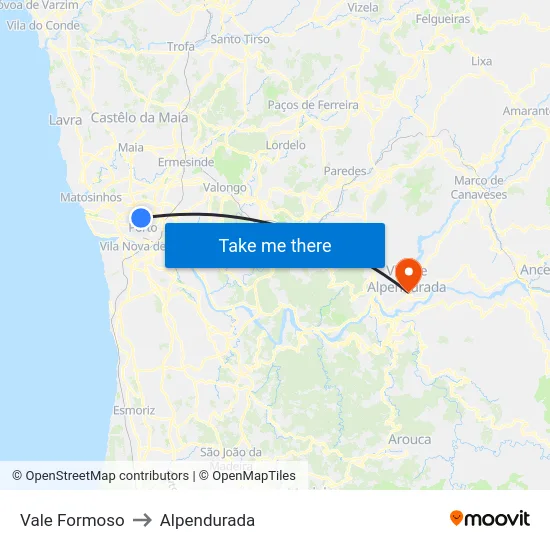 Vale Formoso to Alpendurada map