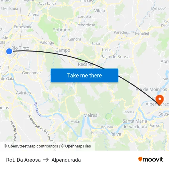 Rot. Da Areosa to Alpendurada map