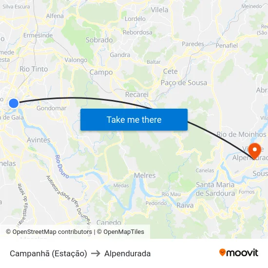 Campanhã (Estação) to Alpendurada map