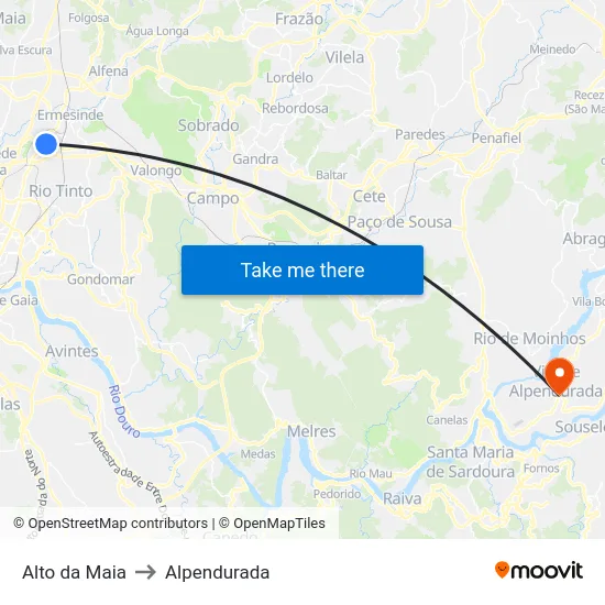 Alto da Maia to Alpendurada map