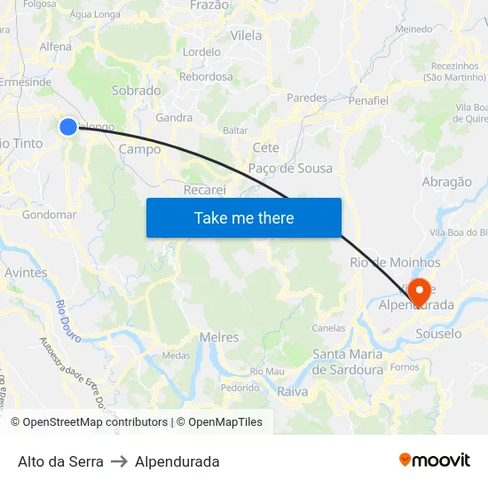 Alto da Serra to Alpendurada map
