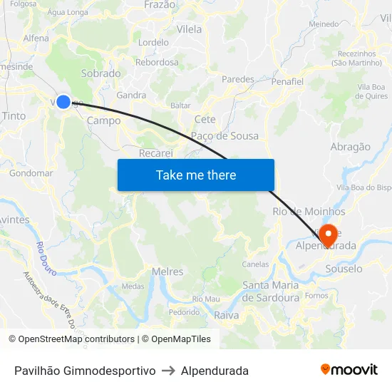 Pavilhão Gimnodesportivo to Alpendurada map