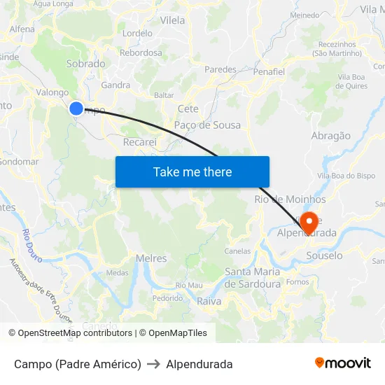 Campo (Padre Américo) to Alpendurada map