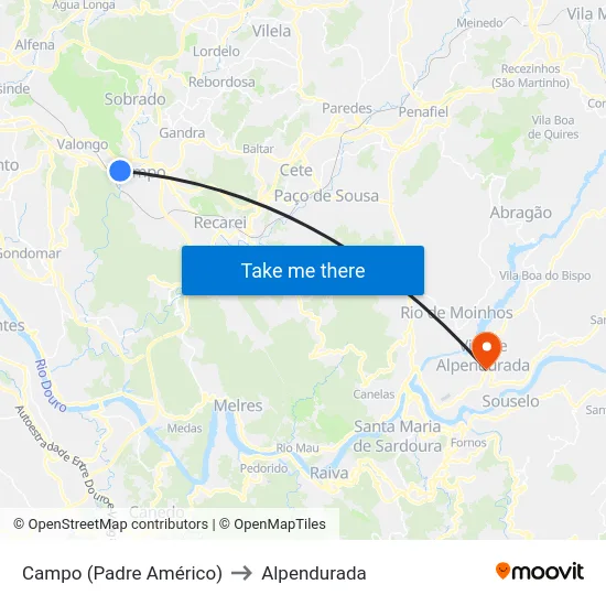 Campo (Padre Américo) to Alpendurada map
