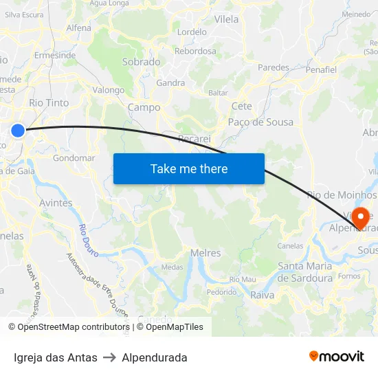 Igreja das Antas to Alpendurada map
