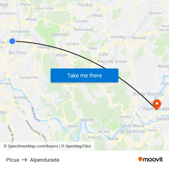 Pícua to Alpendurada map