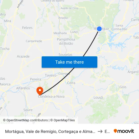 Mortágua, Vale de Remígio, Cortegaça e Almaça to Ega map
