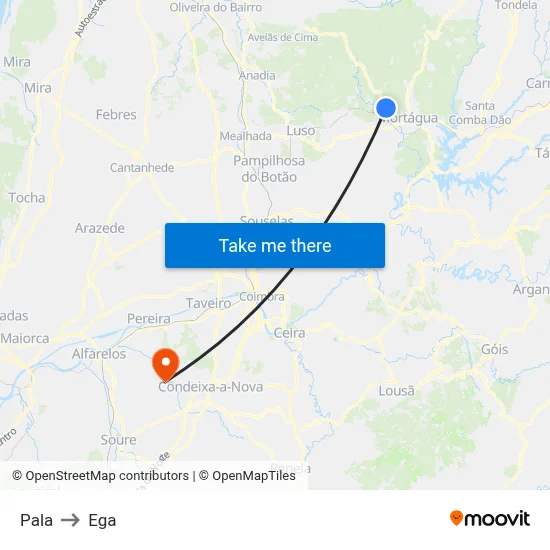 Pala to Ega map
