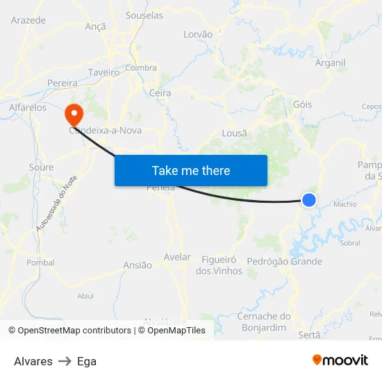 Alvares to Ega map
