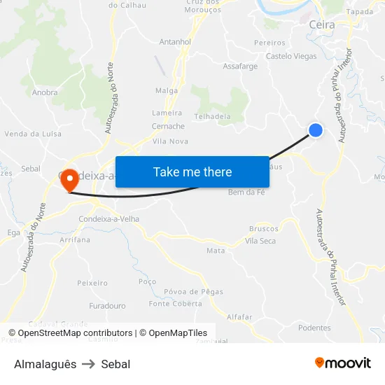 Almalaguês to Sebal map