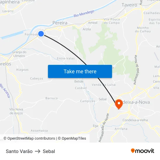 Santo Varão to Sebal map