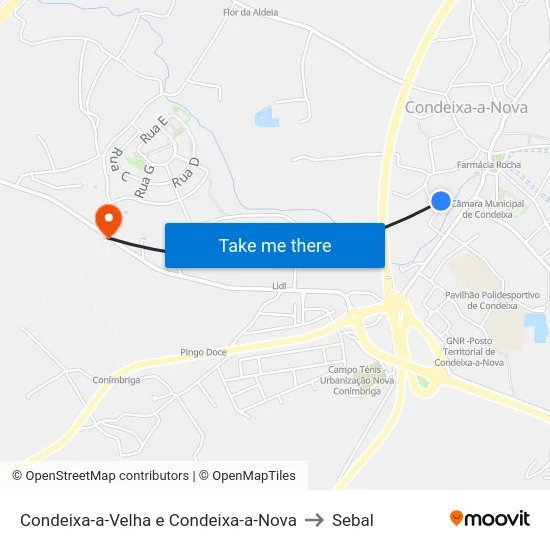 Condeixa-a-Velha e Condeixa-a-Nova to Sebal map