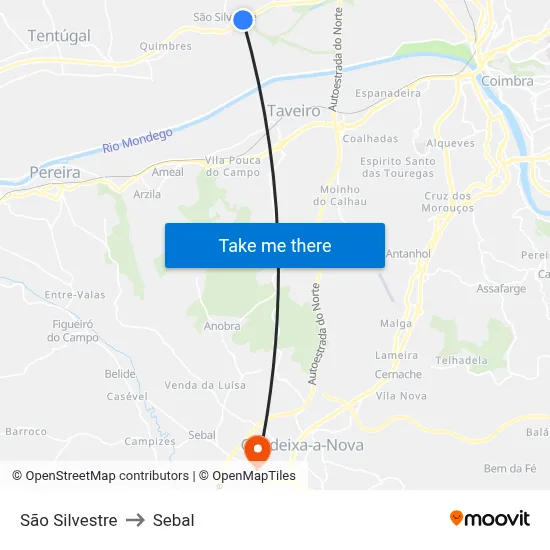 São Silvestre to Sebal map