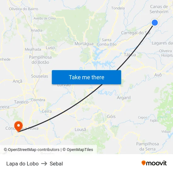 Lapa do Lobo to Sebal map