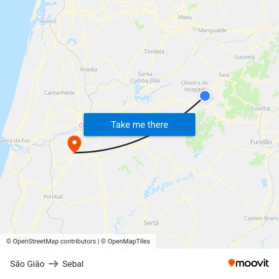 São Gião to Sebal map