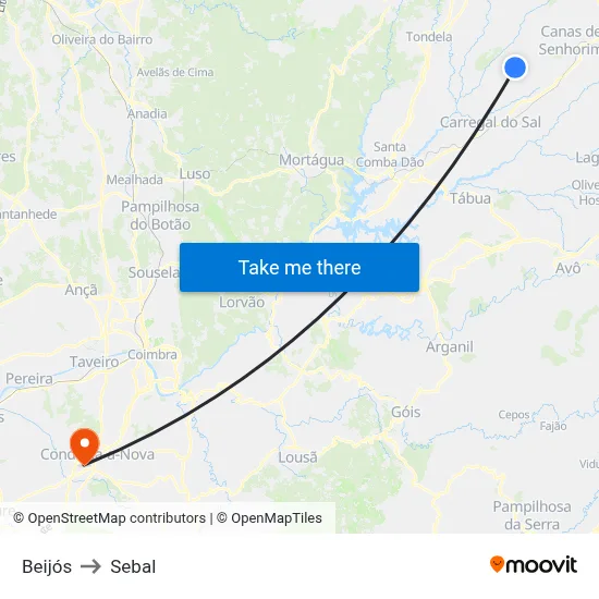 Beijós to Sebal map