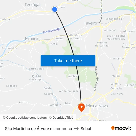 São Martinho de Árvore e Lamarosa to Sebal map