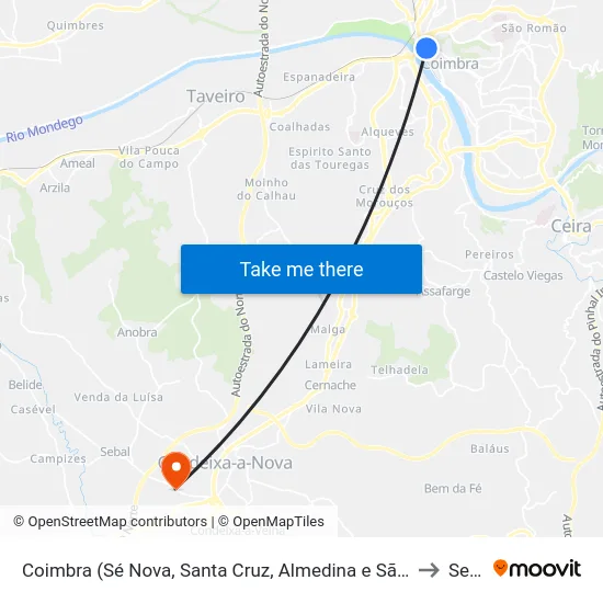 Coimbra (Sé Nova, Santa Cruz, Almedina e São Bartolomeu) to Sebal map