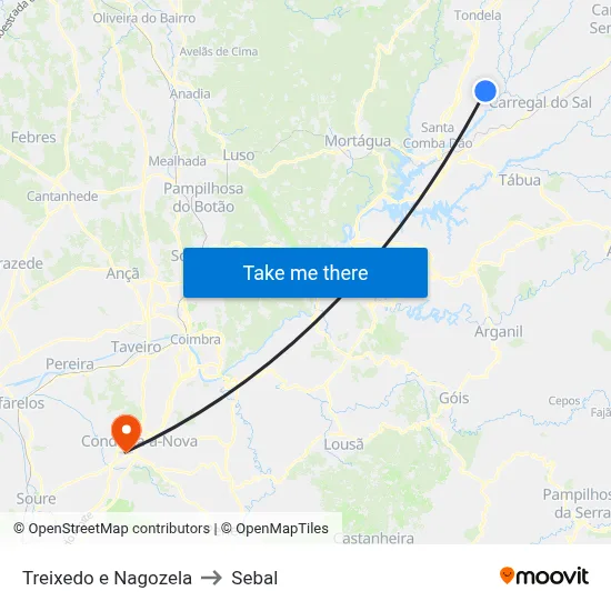 Treixedo e Nagozela to Sebal map