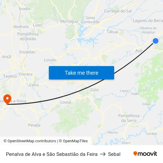 Penalva de Alva e São Sebastião da Feira to Sebal map