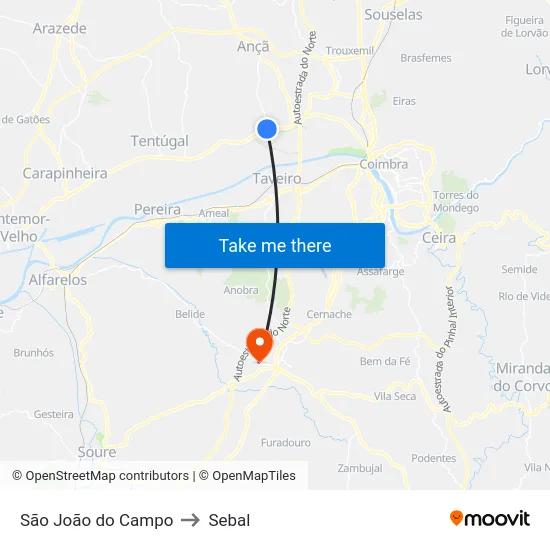 São João do Campo to Sebal map