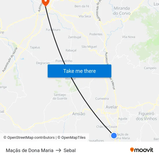 Maçãs de Dona Maria to Sebal map