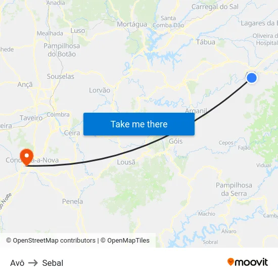 Avô to Sebal map