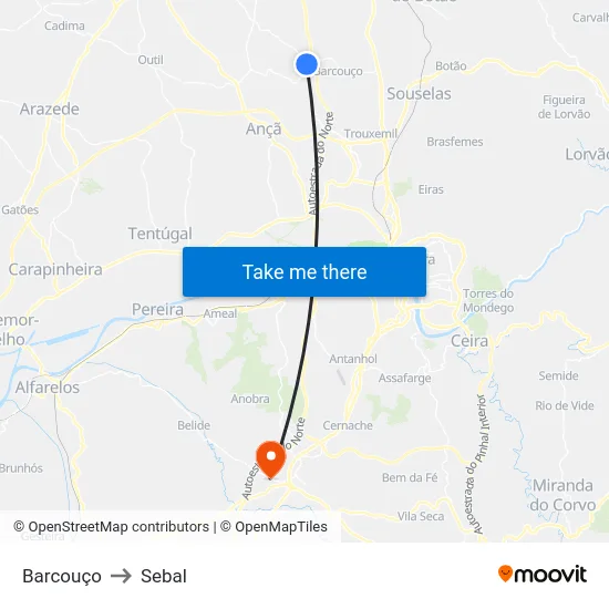 Barcouço to Sebal map