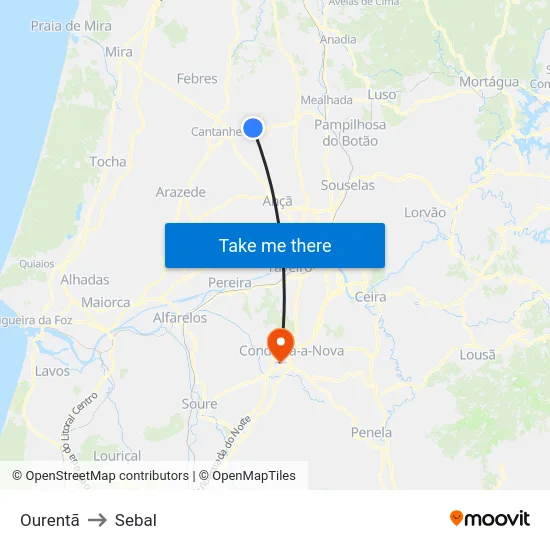 Ourentã to Sebal map