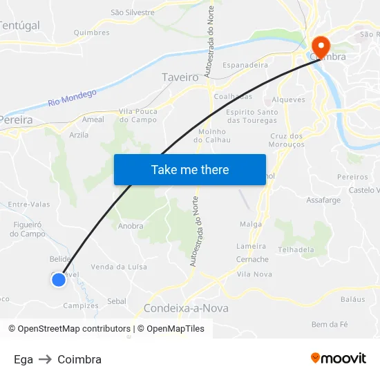 Ega to Coimbra map