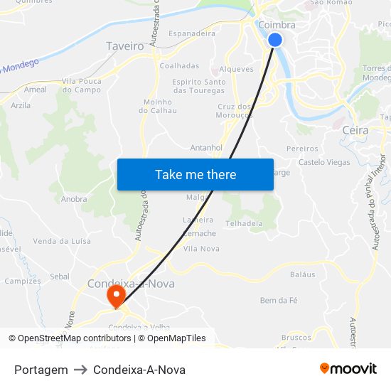 Portagem to Condeixa-A-Nova map