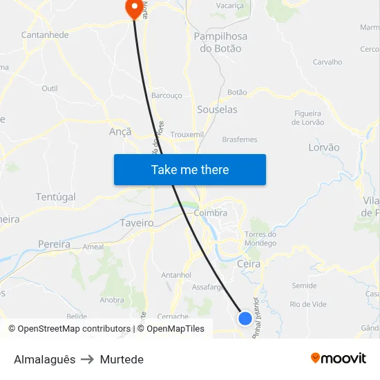 Almalaguês to Murtede map