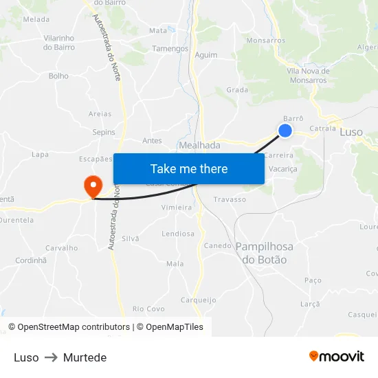 Luso to Murtede map