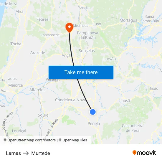Lamas to Murtede map