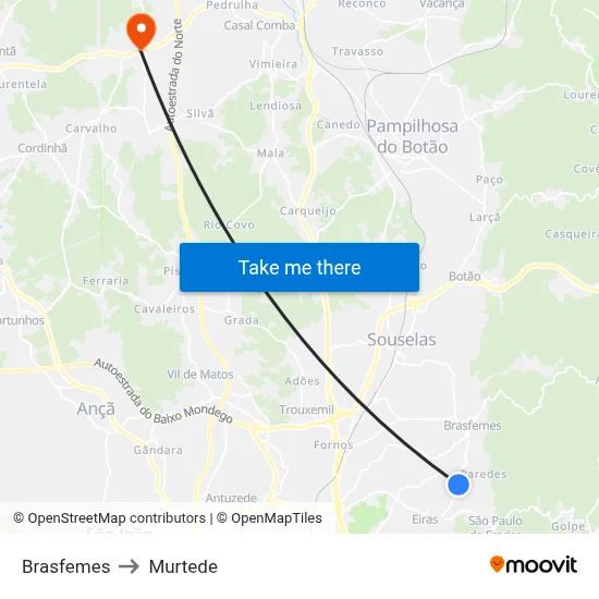 Brasfemes to Murtede map