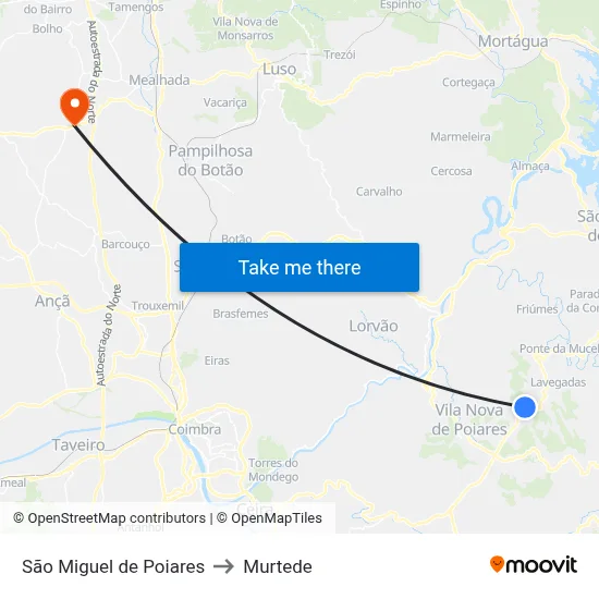 São Miguel de Poiares to Murtede map