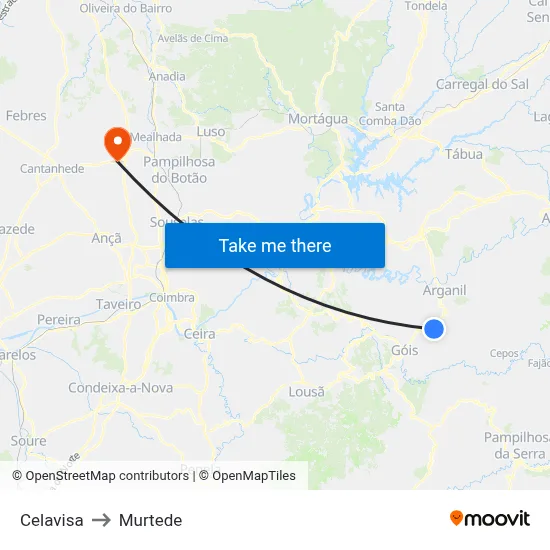Celavisa to Murtede map