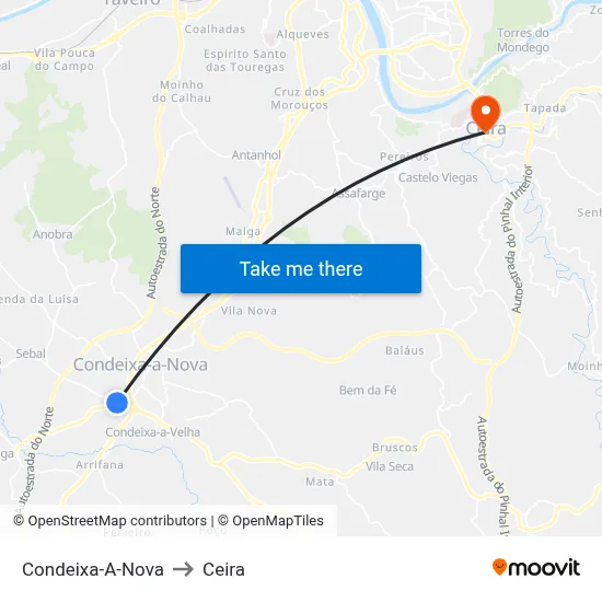 Condeixa-A-Nova to Ceira map