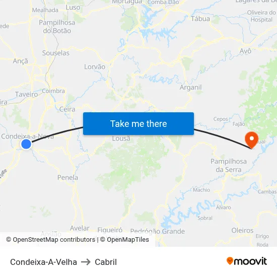 Condeixa-A-Velha to Cabril map