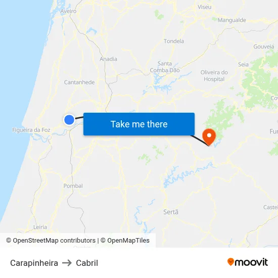Carapinheira to Cabril map